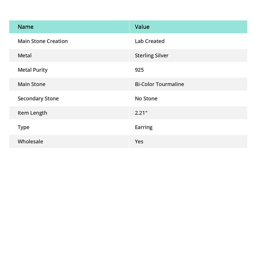 Natural Bi-Color Tourmaline 925 Sterling Silver Jewelry Earring 2.21" z7U06