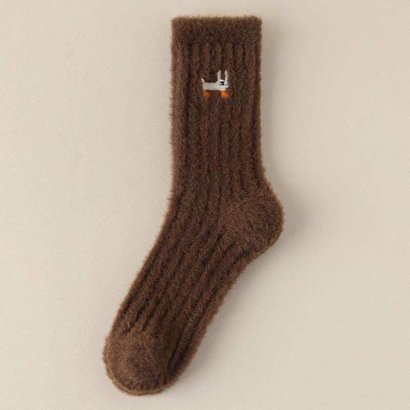 Chaussettes mi-mollet d'automne/hiver pour femmes, rembourrées, double face en peluche thermique, chaussettes de sol, chaussettes de sommeil