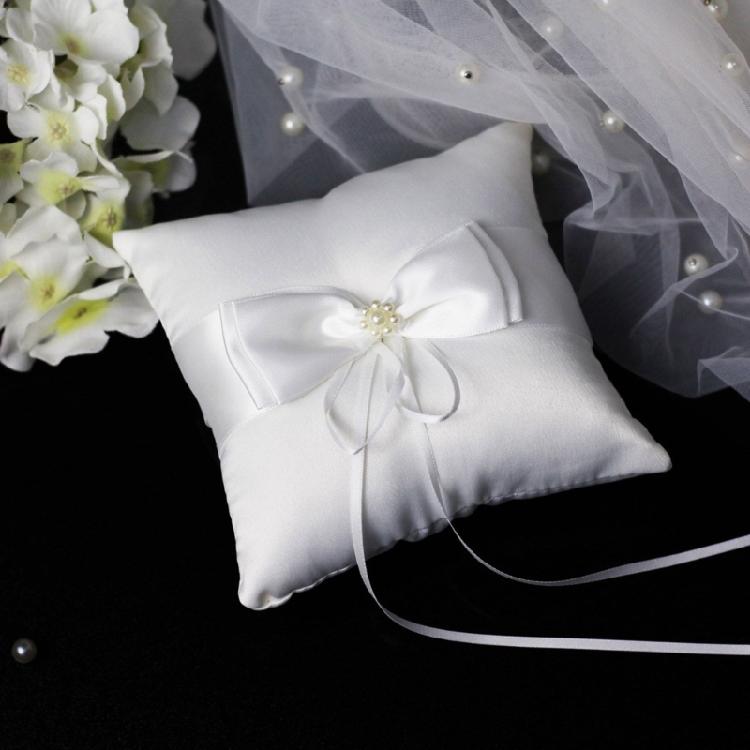 Unique Pearls Rings Bearer Pillow Cushion Bows for Proms, Anniversaries, Ceremonies, Wedding Embellishments