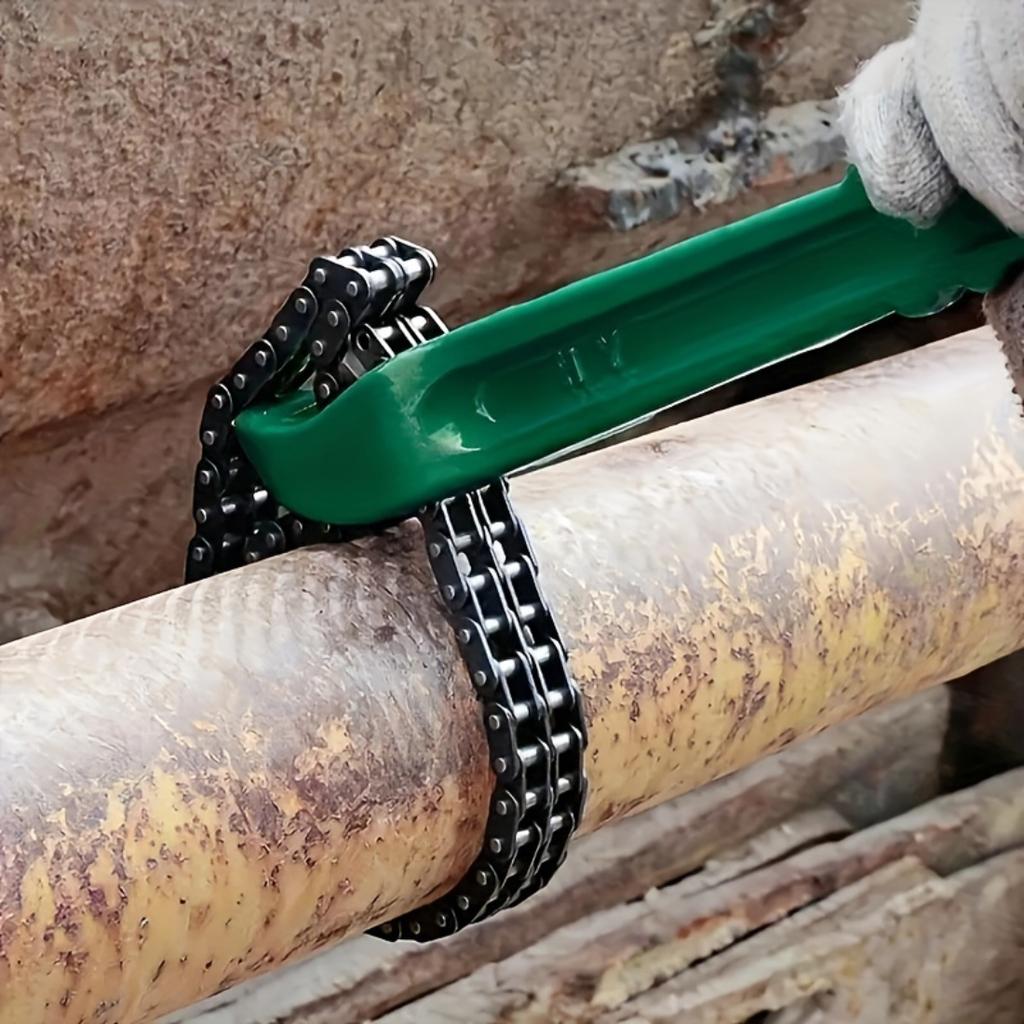 Chiave a catena per impieghi gravosi, Presa regolabile, Manico ergonomico, Struttura in acciaio, Utilizzata per lo smontaggio di filtri dell'olio e tubi, Attrezzo manuale per la manutenzione dell'auto