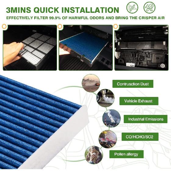 Cabin & Engine Air Filter Fit For Toyota Corolla 2009-19, Matrix 2009-14, Yaris 2007-18, Scion XD 2008-14, Vibe 2009-10 Activated Carbon Cabin Filter