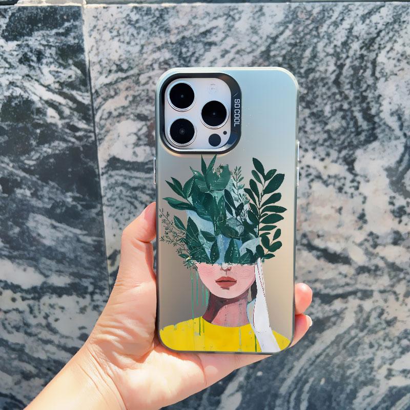 Women Fashion Daisy Flower Girl Phone Case For iPhone 13 14 Pro Max Mini 16 15 12 11 Pro Max 15 14 Plus Shockproof Laser Cover