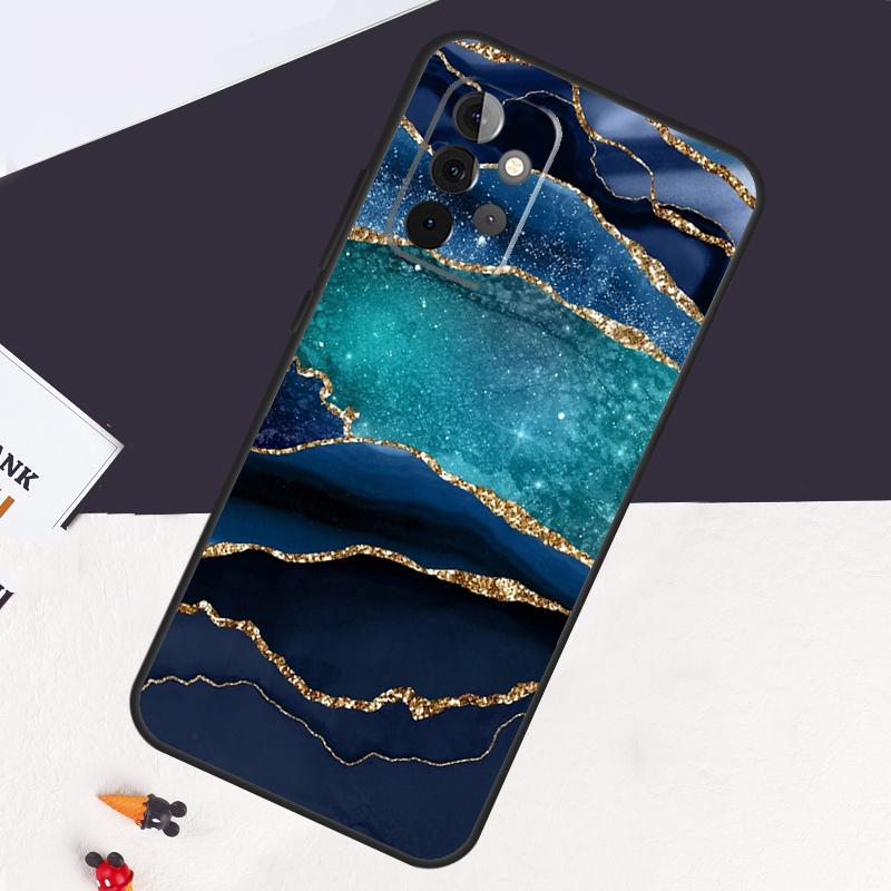

Gold Indigo Faux Malachite Case For Samsung Galaxy A53 A15 A22 A52 A32 A54 A14 A16 A26 A36 A56 A55 A35 A05 A06 A33 A13 Samsung A13 4G