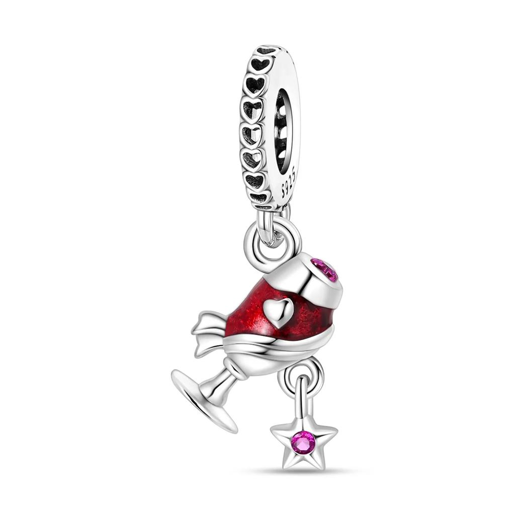 Beautiful copper Tea Cup Wine Cup Beer Coffee Cup Bottle Charm Bead Charms Compatible With Do It Yourself Bracelets Necklaces Lovely Gifts