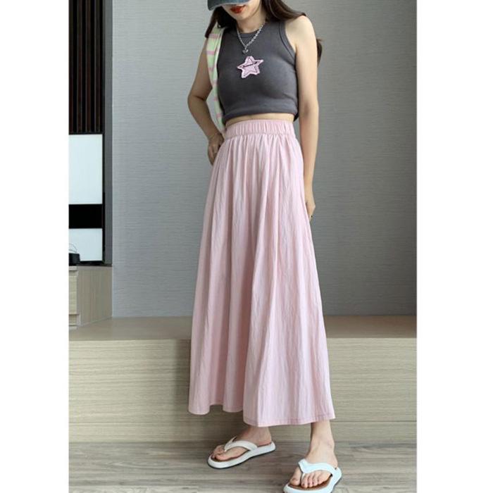 Retro Women's A-Line Midi Skirt - College Style, Versatile & Loose, Perfect for Summer