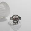 Personalized Trendy Ring Fashion Open Ring S925 Silver Inlaid Natural Garnet Skull Ring Women