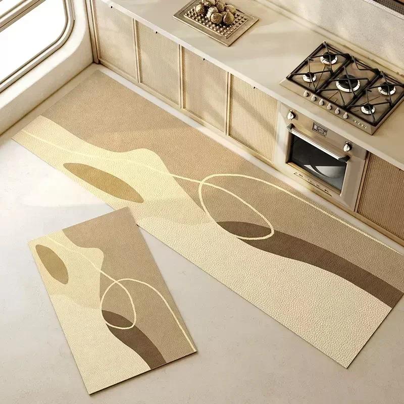 Kitchen Floor Mat Pvc Waterproof Oil-proof Carpet Mats Long Home Decoration Leather Rug Non-slip Custom Alfombra Cocina