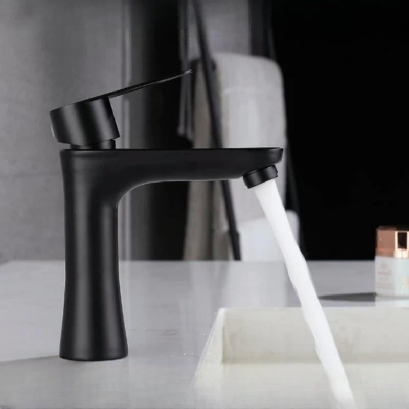 Hushåll Modern Stilfull Vattenkran Badrumshandfat Svart Blandare 304 Rostfritt Stål Enkel Kall Vattenkran