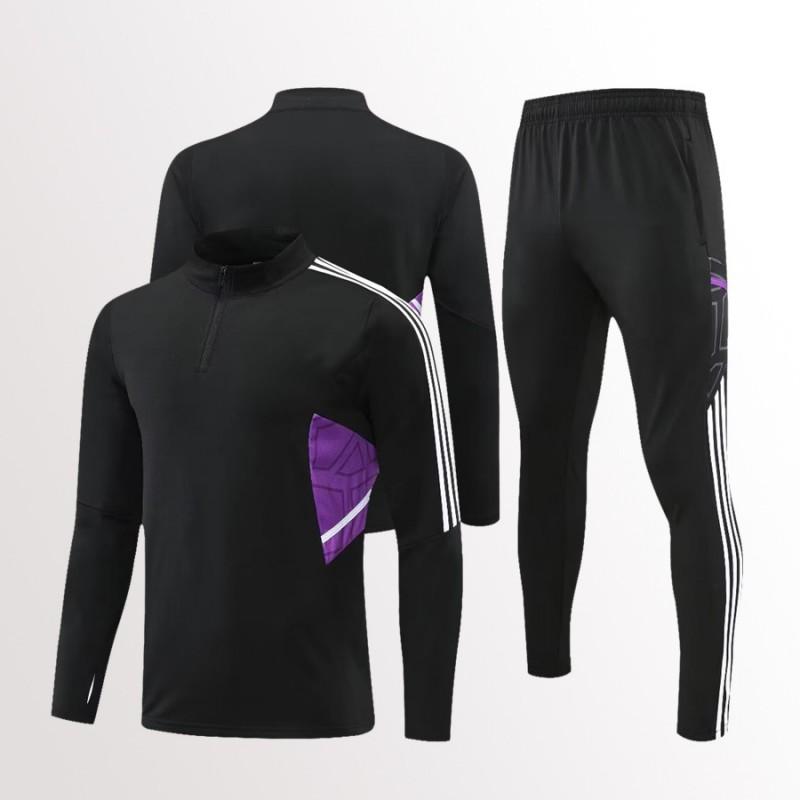 Mens Womens Soccer Training Kit Set Long Sleeve Half-Zip Hoodie Sports Jersey Uniform Breathable Quick-Dry