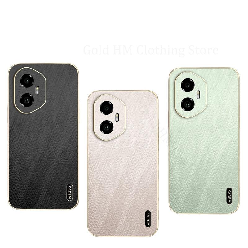 Gold Silk Leather Texture Plating Phone Case For Honor 300 Ultra 200 Pro X60 Pro 6D Electroplated Tough Cover Magic 7 Pro 6 Pro