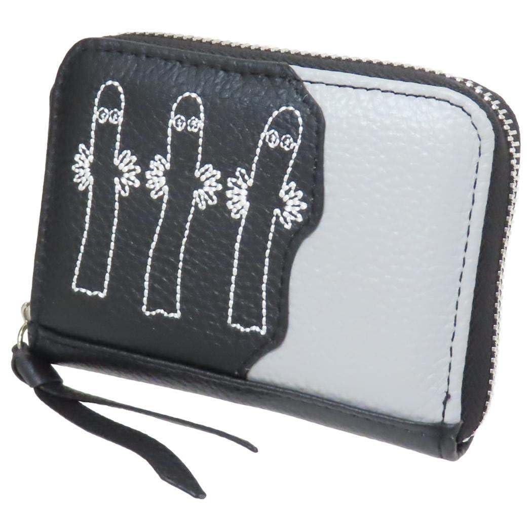 

Moomin Nyoronyoro Genuine Leather Card Pouch Black чёрный