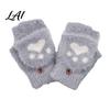 Convertible Mittens for Women Furry Cat Paw Thermal Gloves Flip Top Mitten with Button Women Winter Comfortable Indoor Outdoor Gloves Plush