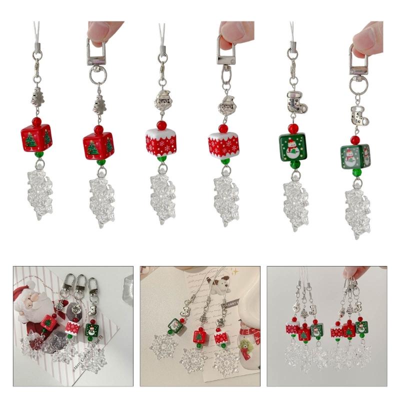 Festival Christmas Bead Mobile Strap Phone Pendant Alloy Phone Strap Resin Alloy Texture Perfect for Bags or Keys