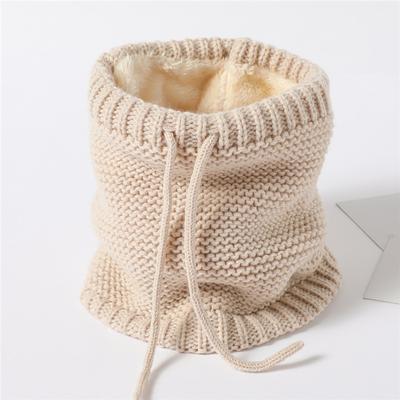 Solid Women Men Knitted Neck Ring Scarf Winter Warm Fleecing Thickening Neckerchief High Neck Draw Rope Neck Cover Accessories