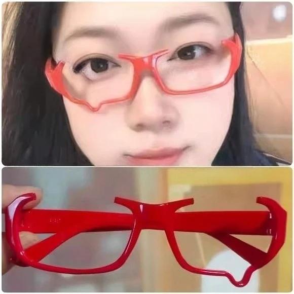 Kawaii Fashion Half Square Eyeglass Without Lenses Japanese Anime Y2K Teardrop Cosplay Costume Props Cute Glasses Retro Eyewear