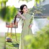 Orchid Green Summer 2025 Cheongsam: Chinese-Style Young Girl's Ao Dai Tea Dress for College Send-Off