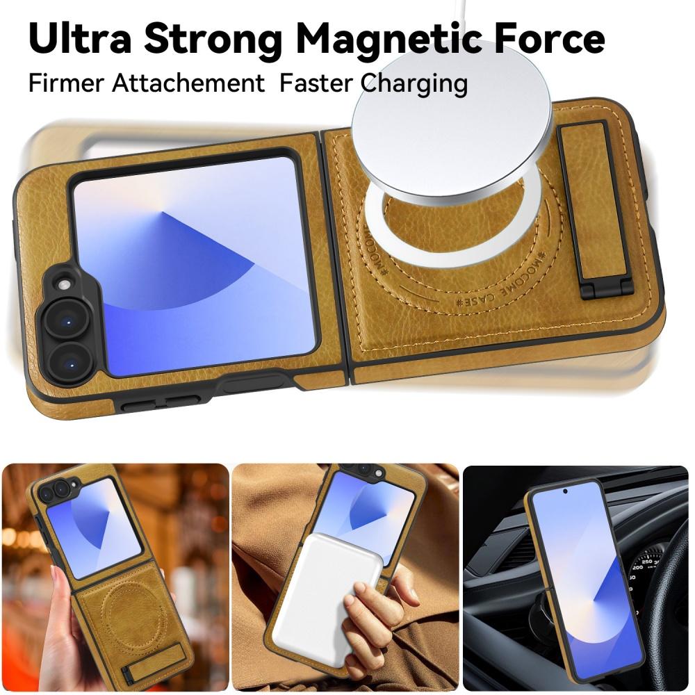 Samsung Z Flip7 Magnetic Flip Stand Case Luxury Business Leather Case Samsung Z Flip 7 6 5 4 3 Fold Shockproof Protection Cover