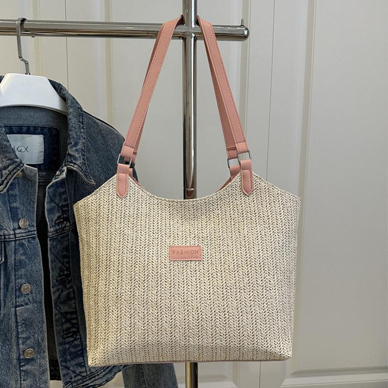 Handwoven Bags Women's 2025 New Popular Beach Vacation Shoulder Bag Large Capacity Tote Bag Straw Bag