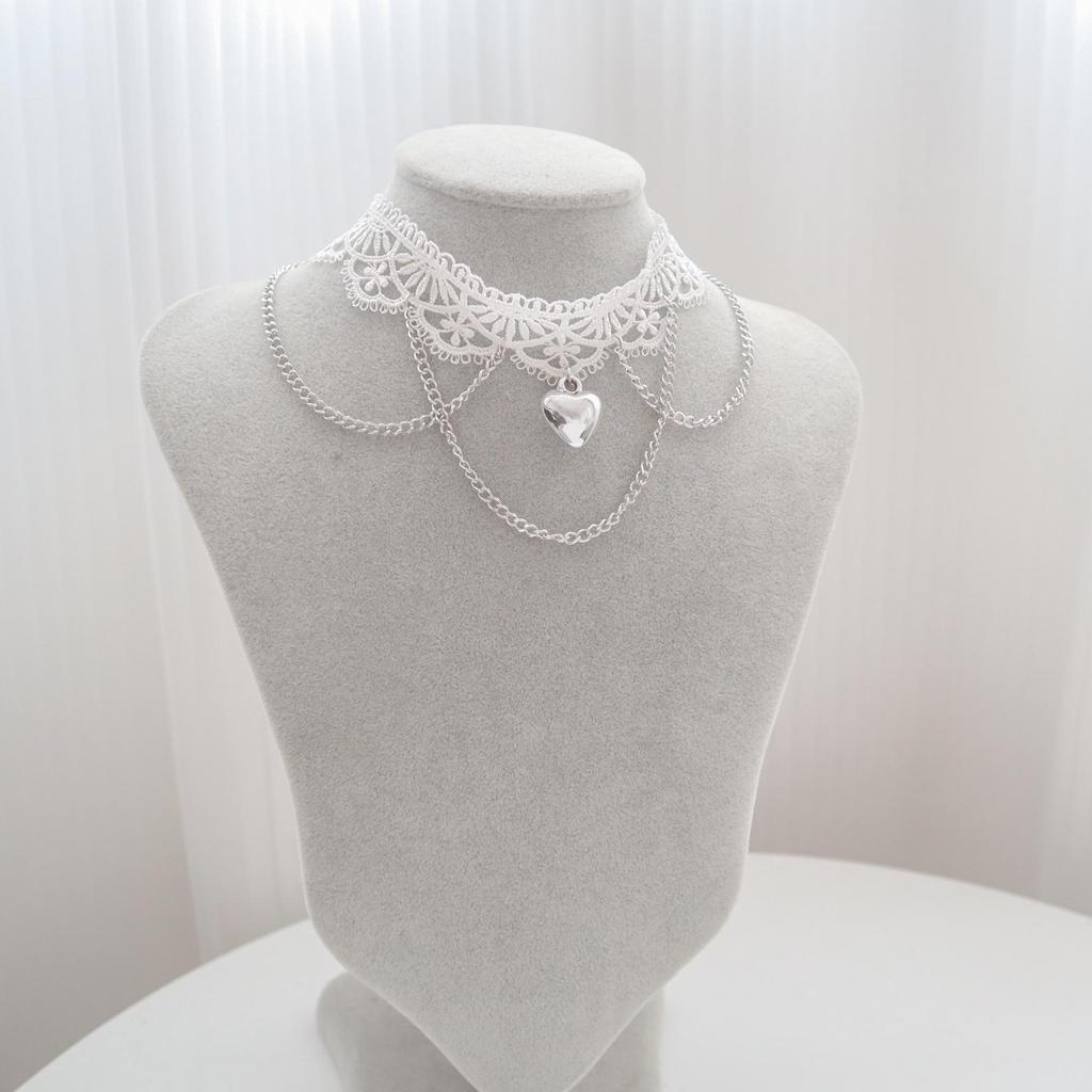 White Lace Tassel Choker Necklace - Sweet Fairy Style with Love and Desire