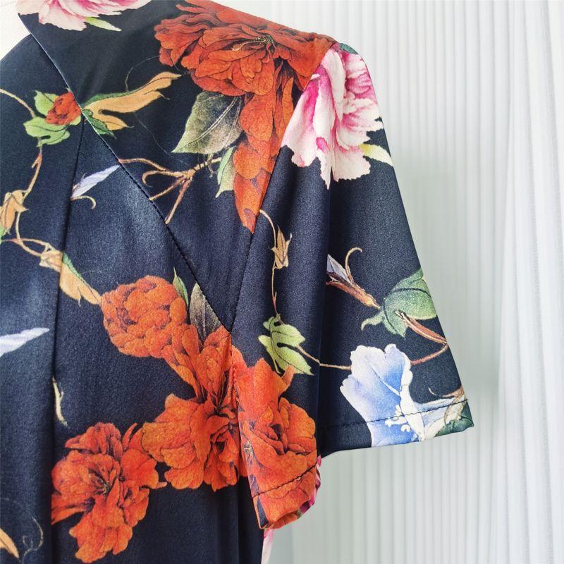 Hangzhou Silk Heavy Weight Silk Dress Mother Clothes Satin Mulberry Silk Improved Cheongsam Plus Size Loose Western Style