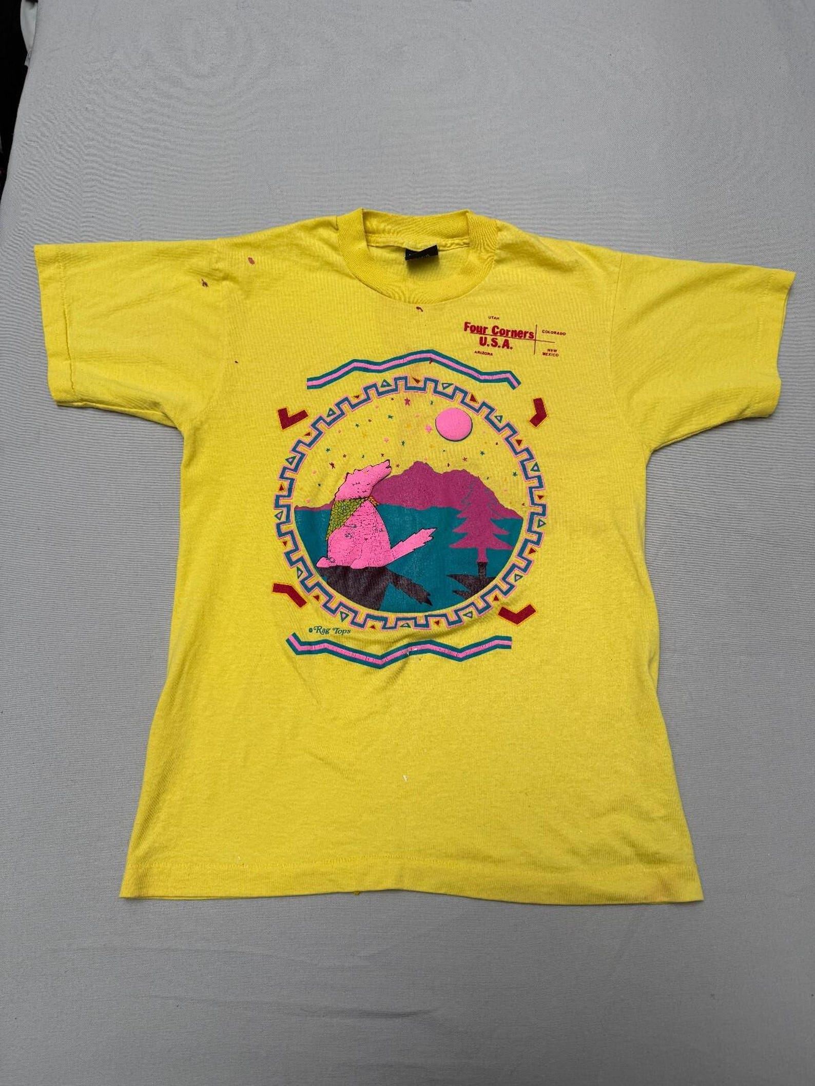 Vintage 80s Four Corners USA T shirt Native Howling Coyote M M