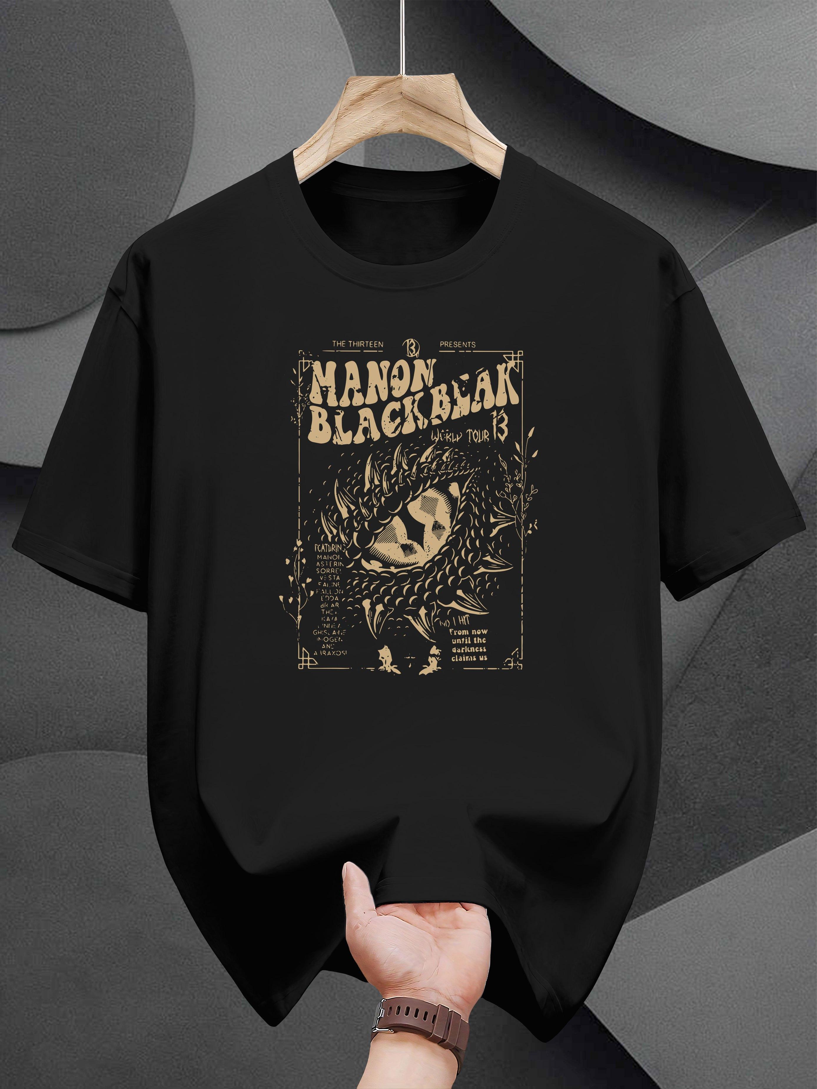 100% T-shirt with Vintage Horror Graphic Print - Navy Blue Casual Summer Tee for Adults L