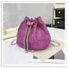 Bolso de Mano Nuevo Moderno y Elegante para Mujeres, Bolso de Hombro Diamantado Texturizado, Bolso de Cadena a la Moda, Bolso Diagonal Tipo Cubo de Agua