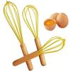 Baking Home Wooden Handle Manual Silicone Cream Stirring Frother Whisk Mixer Blender Egg Beater