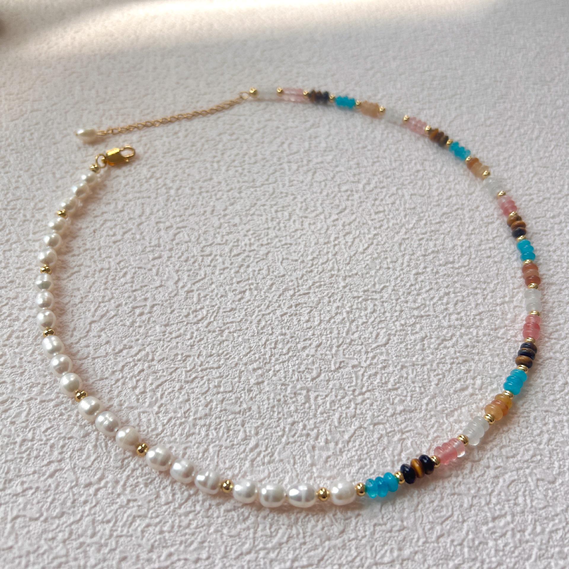 

Дофаминовый цвет пресноводный жемчуг и камень богемное колье-чокер