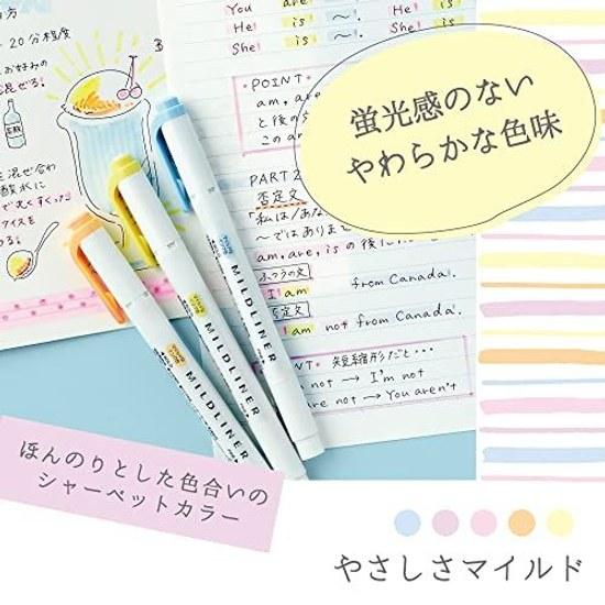 Zebra Highlighter Mildliner Soft Mild 5 Color Set WKT7-5C-YC