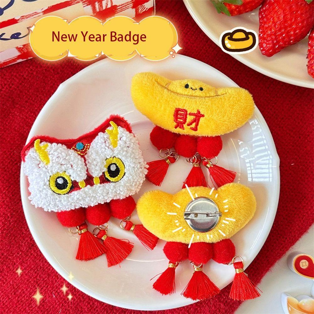 

Coin Lion Dance Brooch Loong Chinese Style Pin Exquisite New Year Badge Girl
