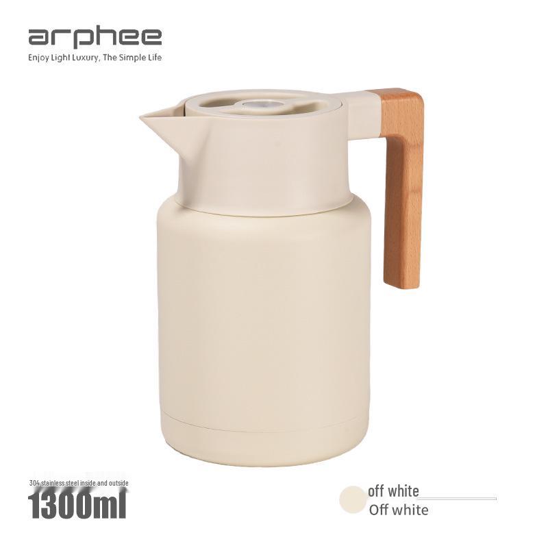 1.3L Japanese-Style Double-Layer Insulated 304 Stainless Steel Teapot - Solid Color Japanese Style Insulated Pot 1.3L покинуть белый