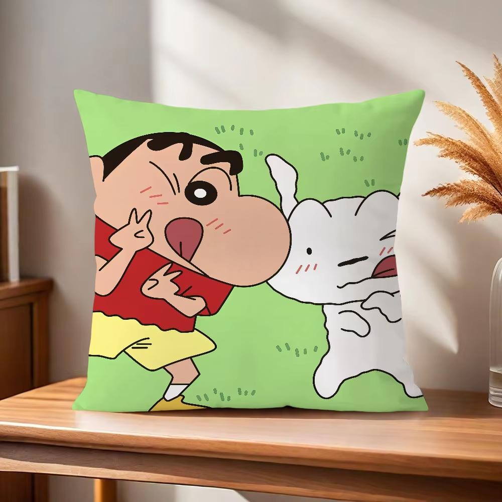 Kawaii Cute Crayon Shin-chan Pillow Cover Decorative Home Double-sided Print Square Pillow Bedroom Room Decoration Pillowcase