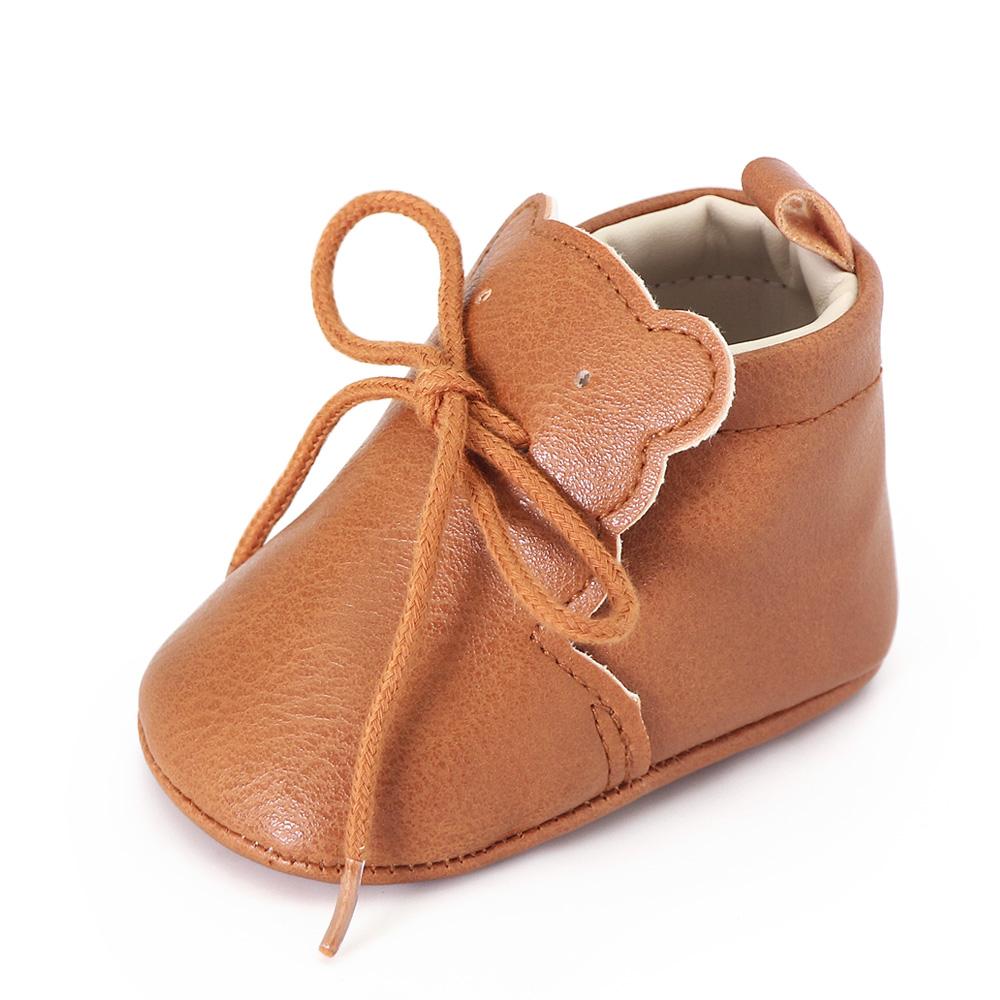 

Baby PU Shoes Ankle-covered Little Boots Soft and Warm for Spring and Autumn Toddler Prewalking Shoes for 0-18 Months First Step 0-6 Months коричневий