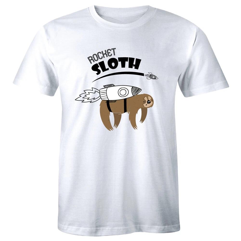 

Rocket Sloth Funny Crew Neck White T-Shirt for Men 3XL