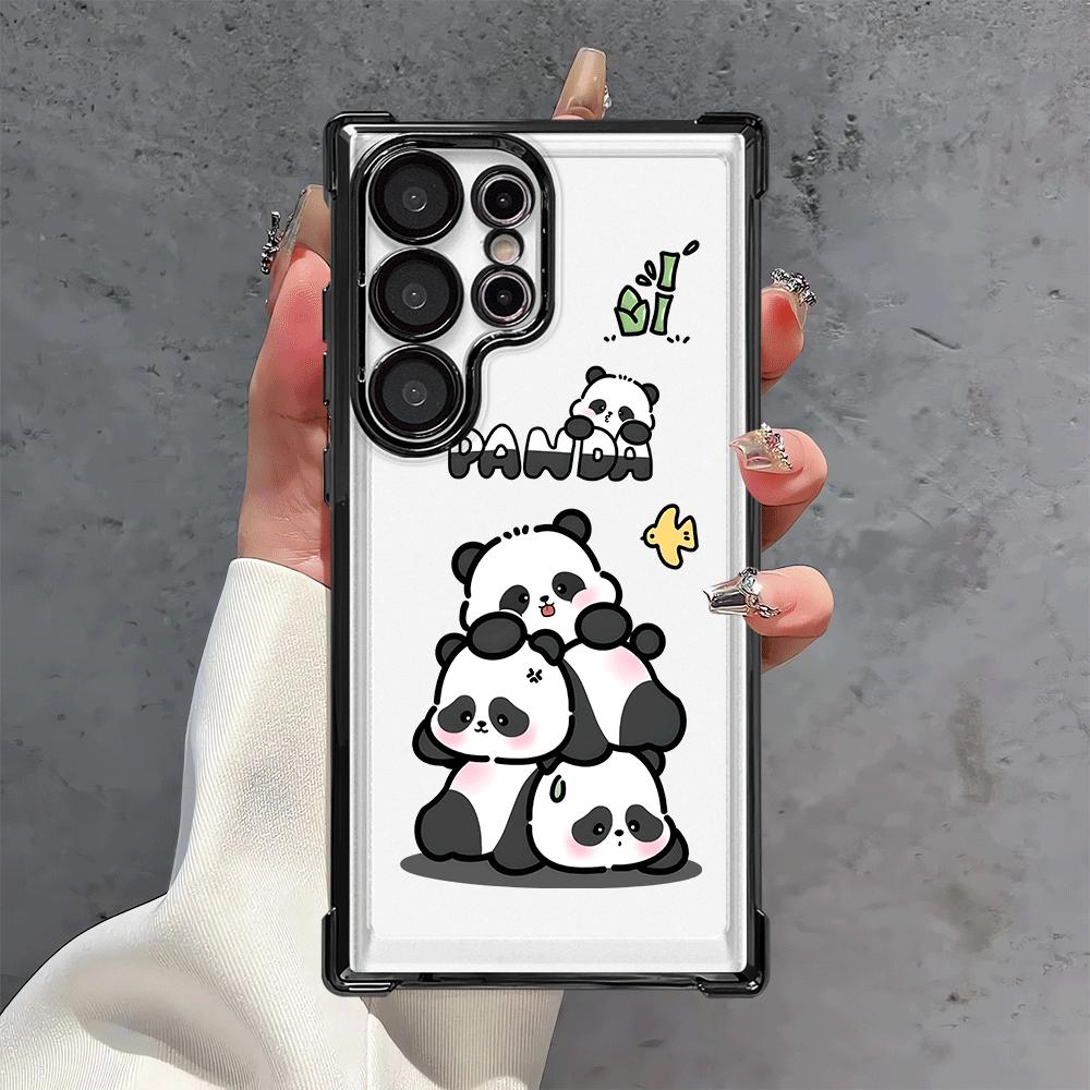 Cartoon Cute Panda Phone Cover Case for Samsung Galaxy S25 S24 S21 Plus S25Edge S22 Ultra S20 FE S23