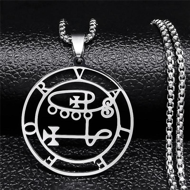 Astaroth Sigil Goetia Stainless Steel Necklace Solomon Demon Seal Satan Sigil satanique patch PIN Jewelry collier femme N7156S03