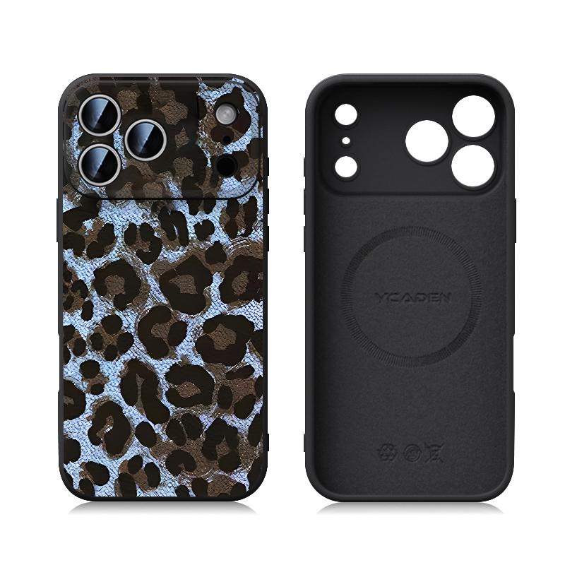 Leopard Print Case For iPhone 17 Pro Max Magnetic For Magsafe Liquid Silicone Cover For iPhone 16 15 14 13 Pro Max