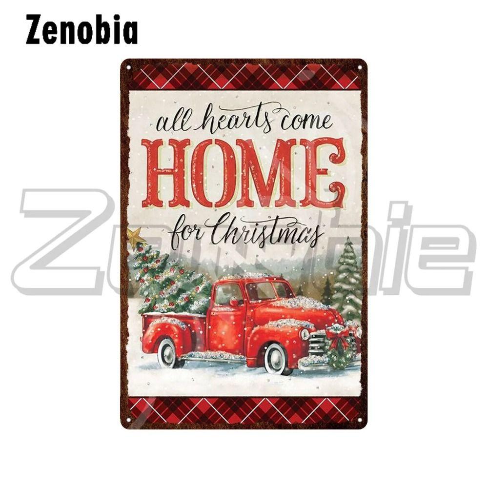 

Vintage Style Santa Claus Snowman Metal Sign, Wall Decor for Home Interior, 20x30 cm