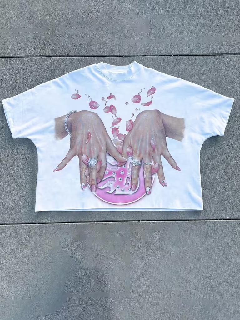 New For 2026 Printed Crewneck Graffiti Tshirts 90s Retro Cropped Tops Y2k Grunge Style And 2000sstyle Topsunisex