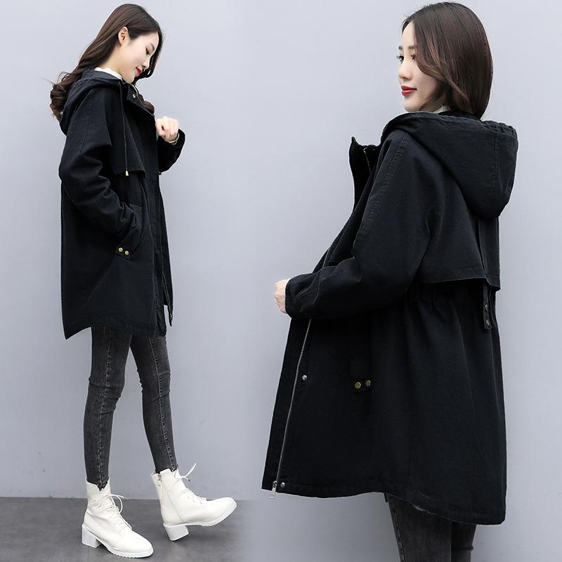 Parka a vita con cappuccio di media lunghezza per donna, stile invernale, caldo cappotto in cotone per madri di mezza età