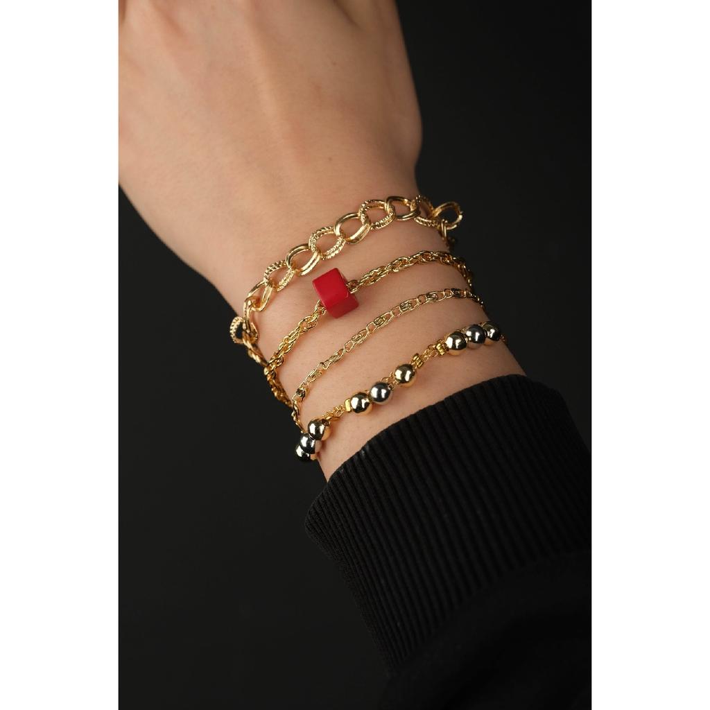 Dámský, pozlacený, barevně odolný kombinovaný náramek