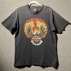 Vintage HARLEY DAVIDSON Aquila Fiammeggiante Nera Taglia L Fiamme Manica Corta USA Biker T-Shirt Unisex
