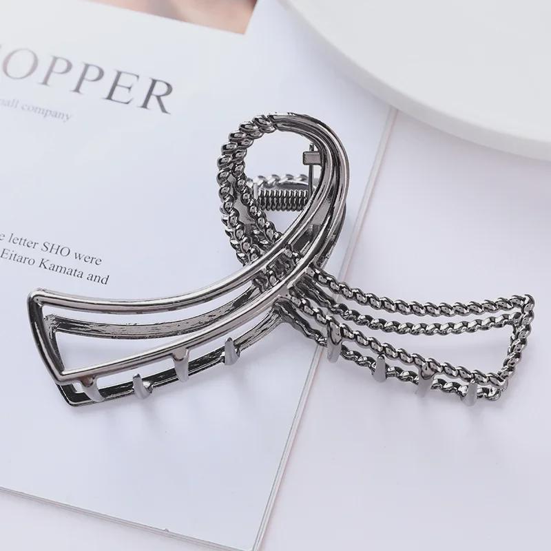 European & American Metal Cat Claw Hair Clip - Leaf Design for Ponytails