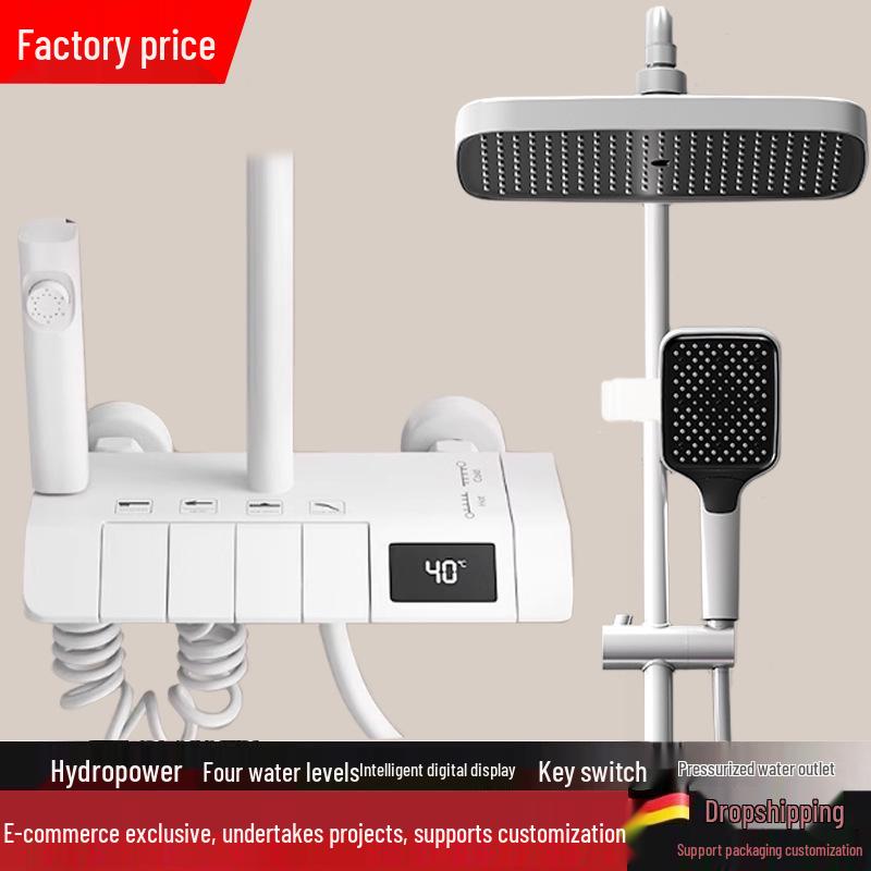 All-Copper Digital Display Thermostatic Shower Set with Piano Key Shower Head