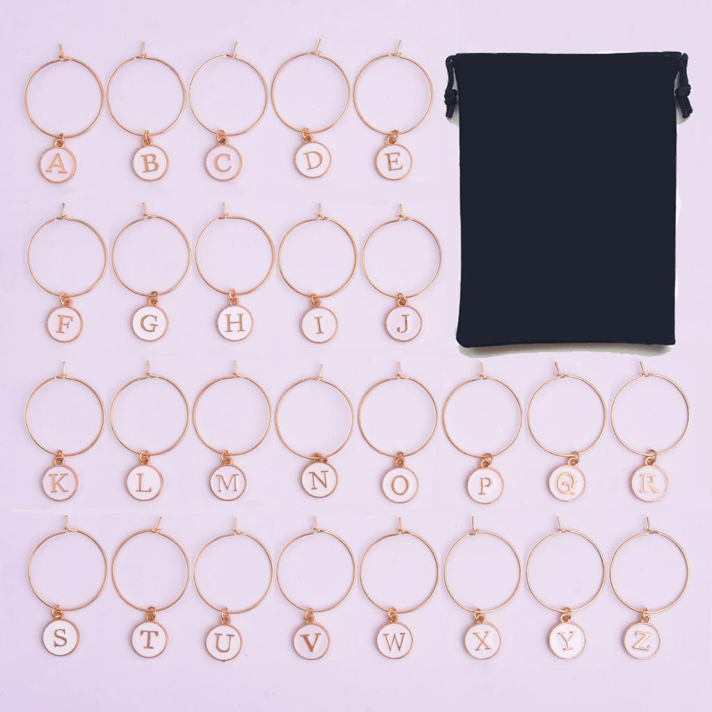 Ocean Christmas Letter Series Foreign Trade Red Wine Glass Identification Pendant Ring Mixed Set Party Jewelry Wholesale
