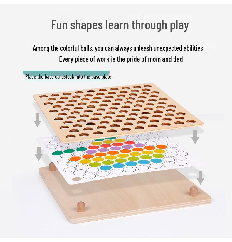 Wooden Children's Bead Puzzle Game Tweezers - Fun Hand-Eye Coordination Toy for Early Education