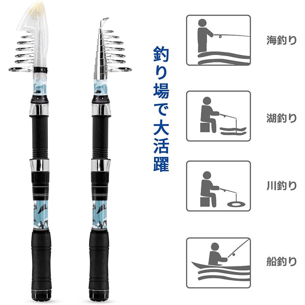 SANLIKE Telescopic Casting Fiberglass Sabiki Perfect for Sea and Pier Easy to Use for Compact and Portable 2.4M Rod, Rod, Ultra-Lightweight,