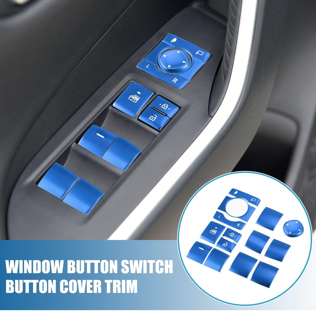 ABSOPRO Window Button Switch Button Cover Trim for Toyota RAV4 Interior Interior Custom Blue 2019-2022, Panel, Parts, Accessories,