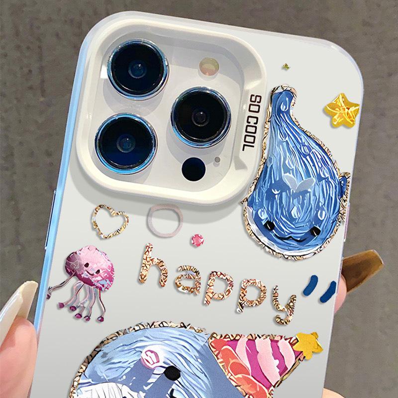 Silver Cute Cartoon iPhone Case - Compatible with iPhone 17, 16 Pro, 15 Pro Max, 14 Pro, 13
